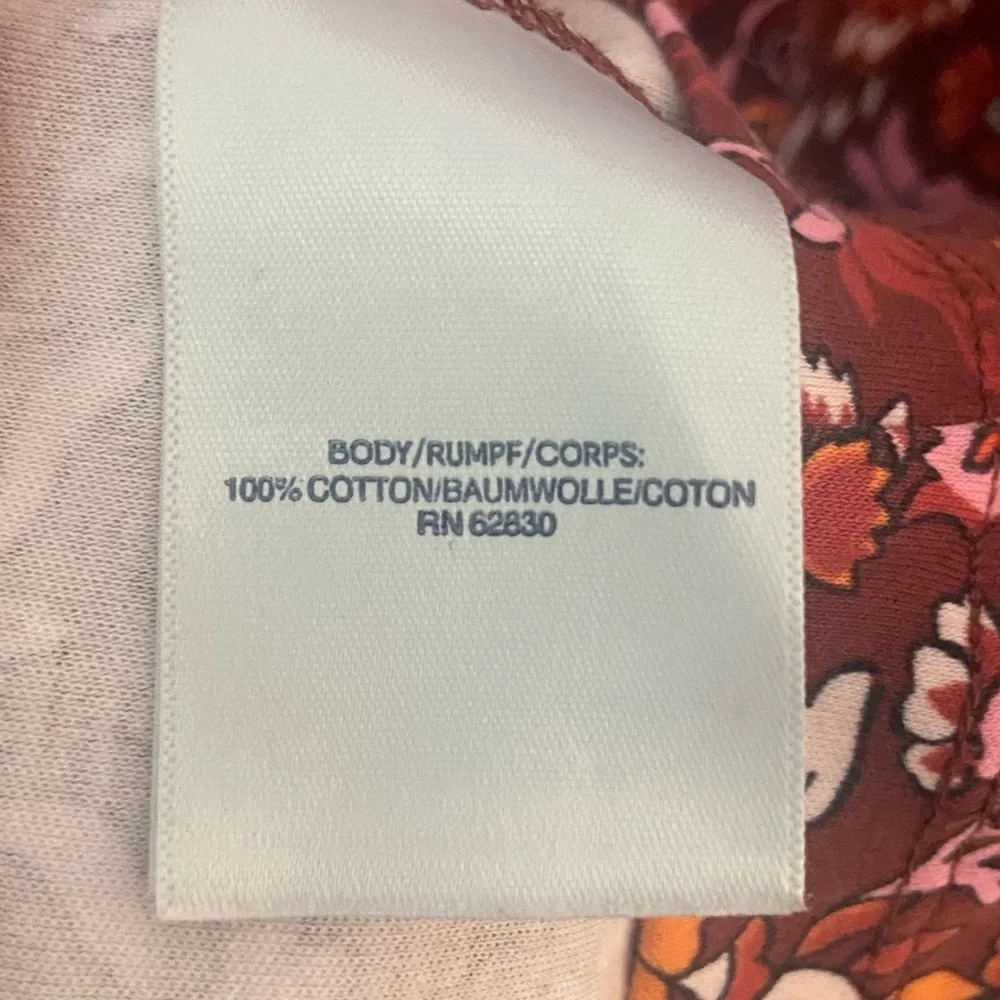 Land's End LIKE NEW 100% cotton burgundy floral midi length casual dress M - Picture 5 of 5